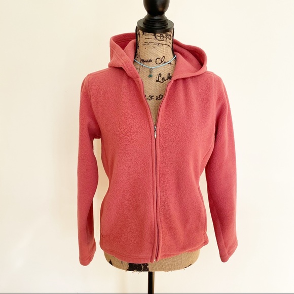 Vintage L.L.Bean Zip Up Outdoor Thermal Hooded Fleece Polartec Jacket Hoodie - Picture 1 of 7